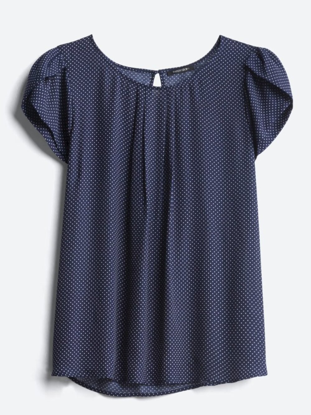 Papermoon Bastille Tulip Sleeve Blouse IX Navy with White Polka Dots
